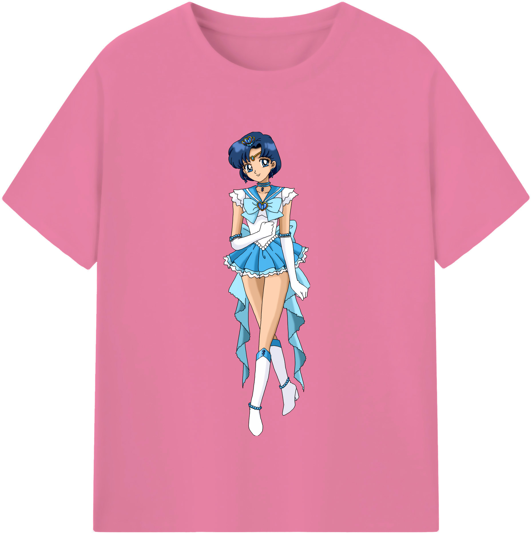 （画像用） 美少女戦士セーラームーン 水野 亜美 みずの あみ Sailor Moon Mizuno Ami 綿100％半袖Tシャツ（フロントプリント）